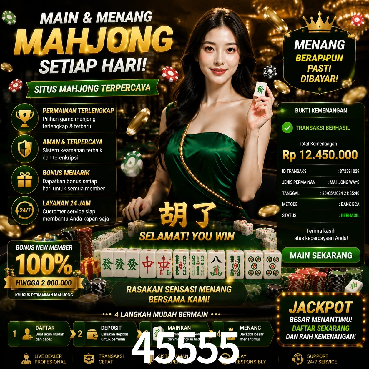 Ganhar e sacar na 45555